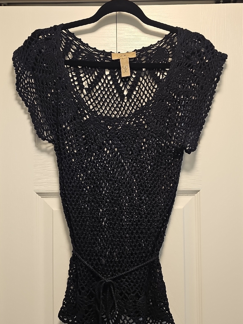 Black Crochet Knit Beach Cover-Up Top